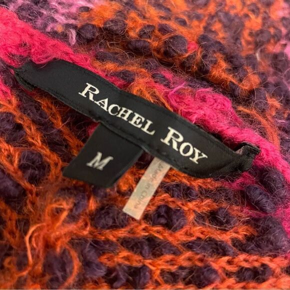 Rachel Roy Purple Orange Wool Blend Knit Open Front Cardigan Sweater Size MED - Picture 10 of 11
